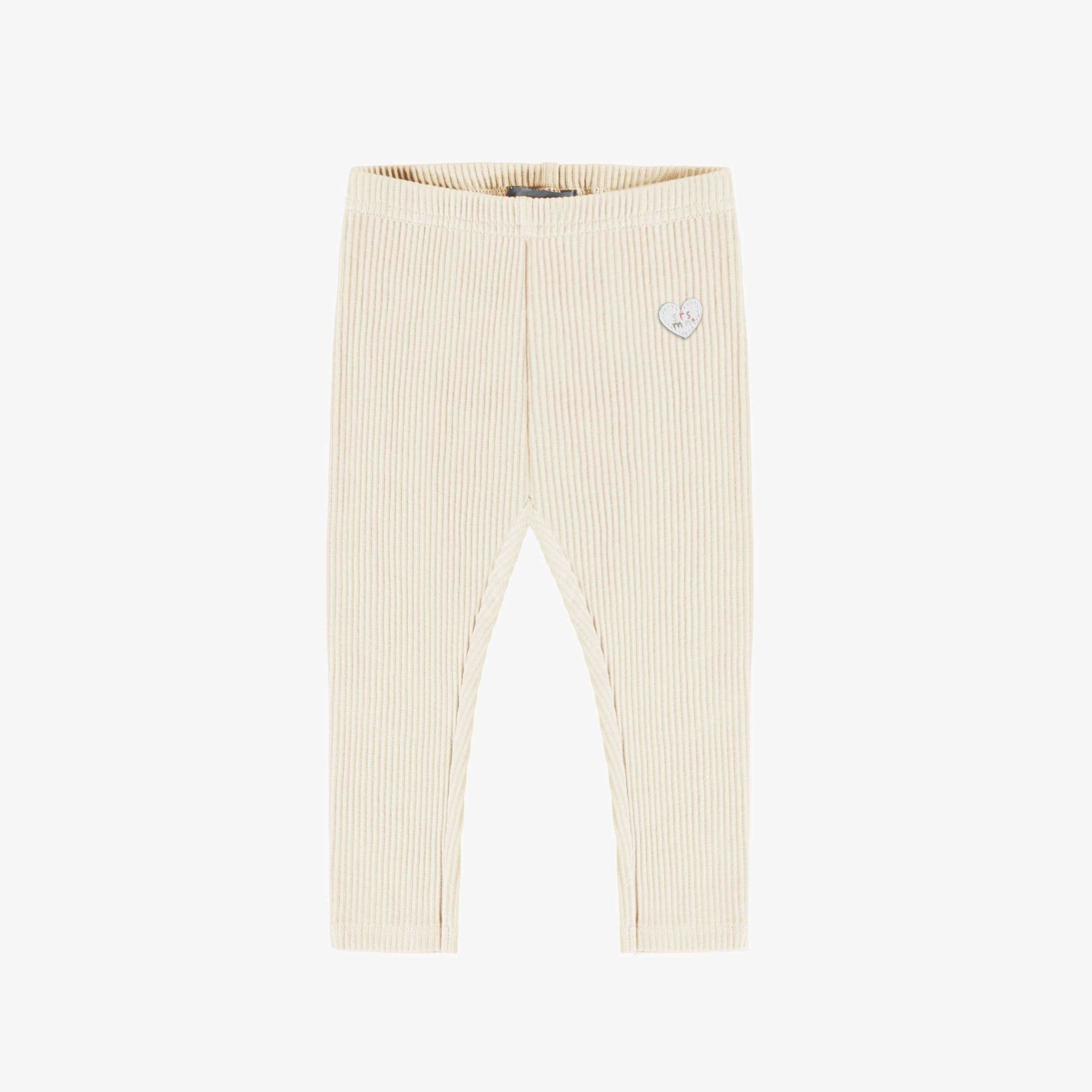 Legging long beige en tricot côtelé irrégulier, bébé || Beige long legging in irregular rib, baby