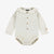 Justaucorps crème avec col Claudine en jersey pointelle brillant, bébé || Cream bodysuit with Claudine collar in shiny pointelle jersey, baby