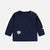 T-shirt marine à manches longues en jersey gaufré, naissance || Long-sleeved navy t-shirt in waffle jersey, newborn